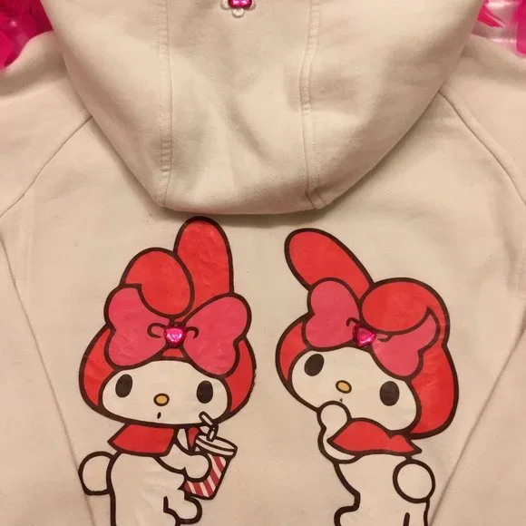 ADORABLE new vintage y2k hoodie and crop top with my melody and crystal hearts! - Picture 3 of 15